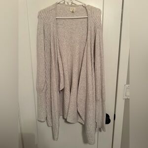 Sigrid Olsen Light Gray Open-Front Knit Cardigan